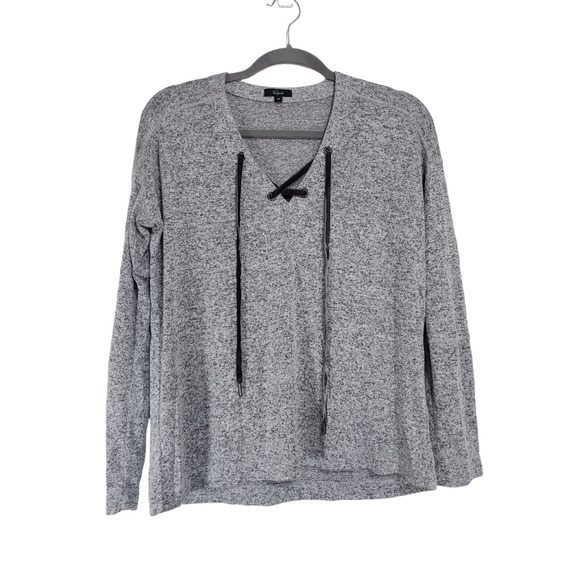 Rails Women's Heather Gray Tie Rayon Blend Knit Top V Neck Size XS Coastal - Picture 1 of 7